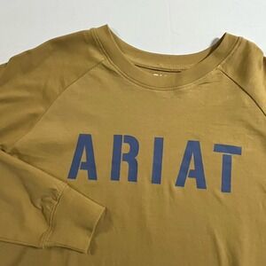 ARIAT Rebar Men's Size M Gold/Blue Lettering Logo Long Sleeve T-Shirt